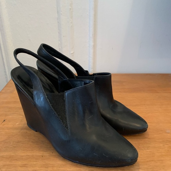 Rachel Comey Shoes - Rachel Comey Black Leather Slingback 4.5 Inch Wedge Heel Shoes Size 8